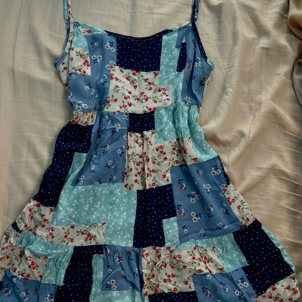 Altar'd State Blue Patchwork Floral Sundress